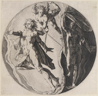 KG 02526
<br/>
De eerste dag: Scheiding dag en nacht (serie schepping)
<br/>
<em>Muller, Jan Harmensz. (1571-1628)</em>